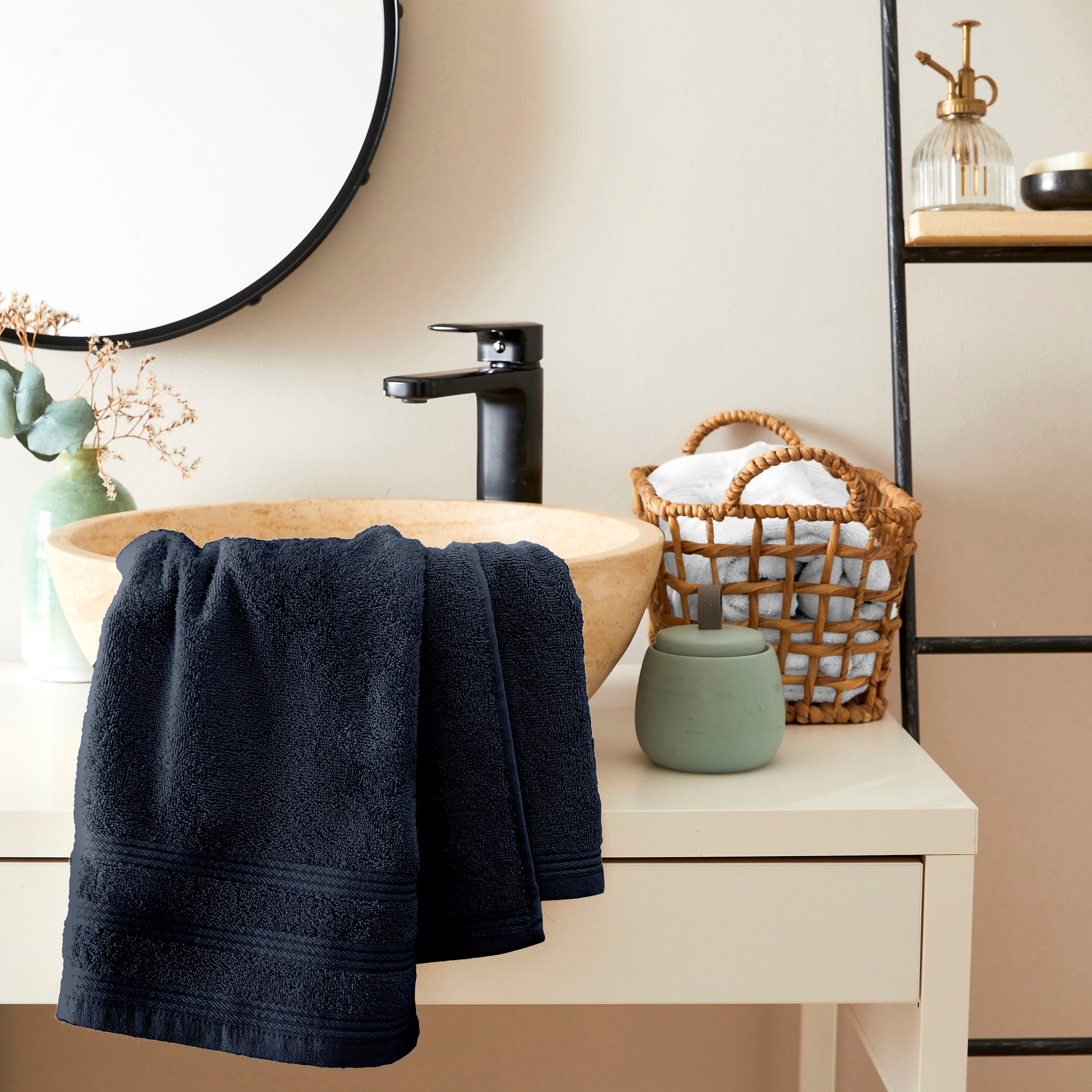 "Spa" Hand Towel - 100% Cotton - Midnight Blue