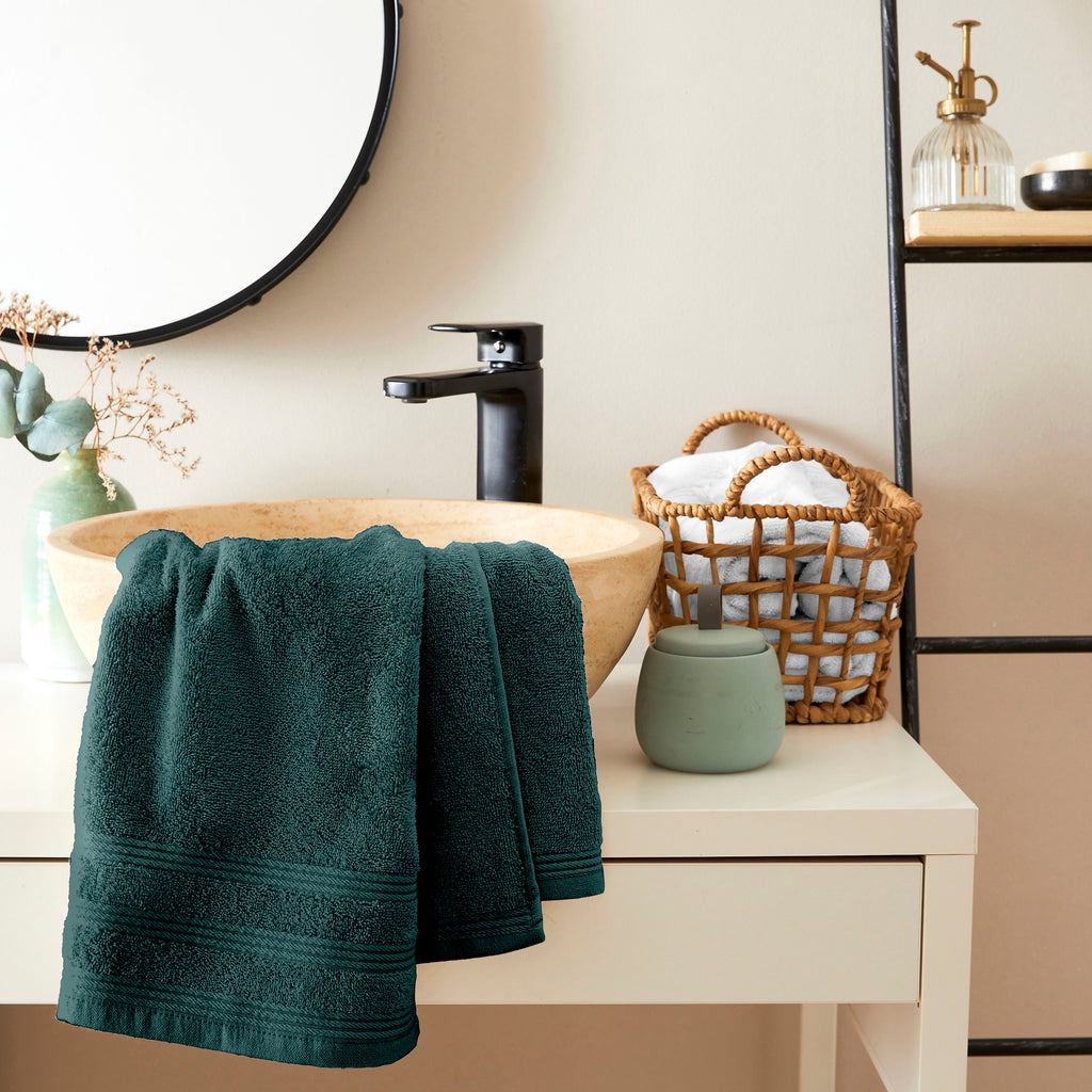 Serviette De Toilette "Spa" - 100% Coton - Emeraude