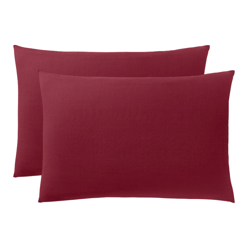 Taie D'Oreiller - 100% Coton - Grenat