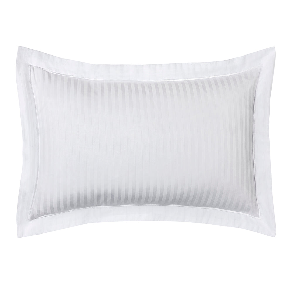 Funda de Almohada "Prestige" - Satén 100% Algodón Peinado con Finas Rayas - Blanco