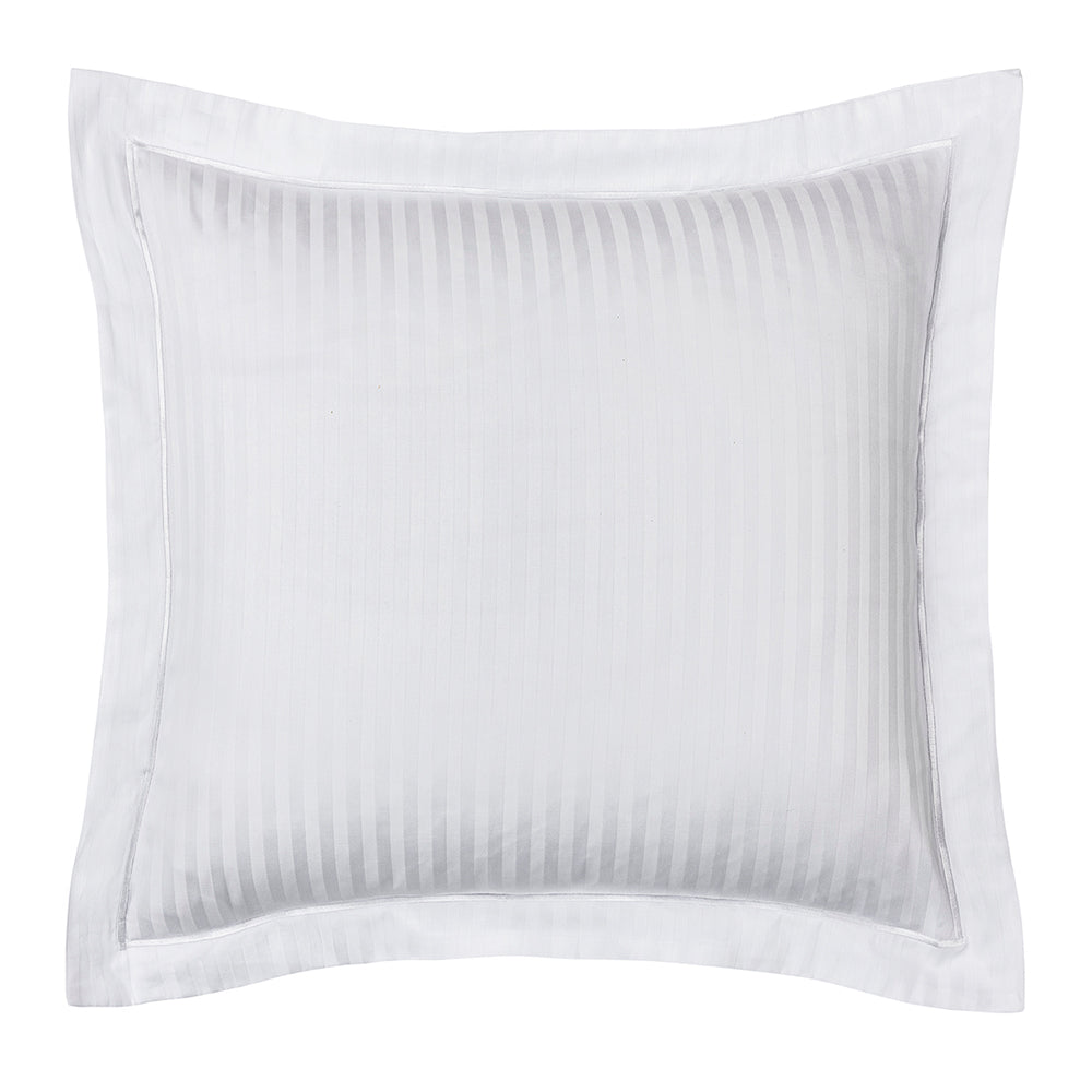 Funda de Almohada "Prestige" - Satén 100% Algodón Peinado con Finas Rayas - Blanco