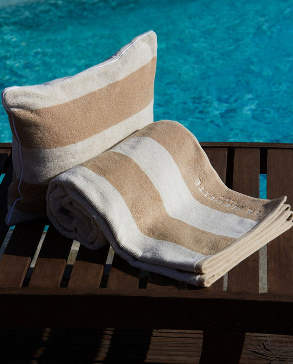 Coussin De Plage - Éponge - Rayures Sable / Crème