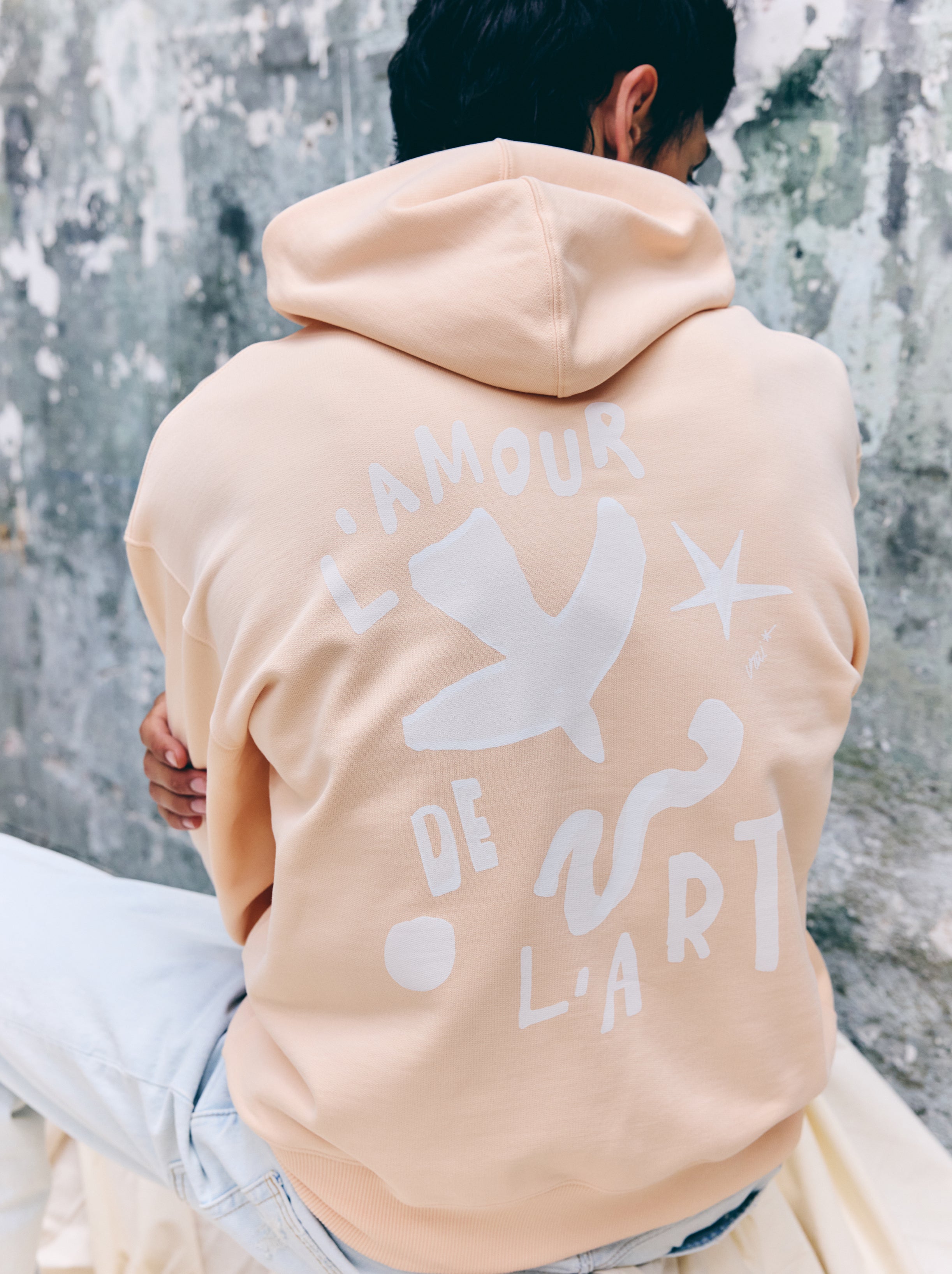 Sweat Capuche Unisexe Fresque Abricot