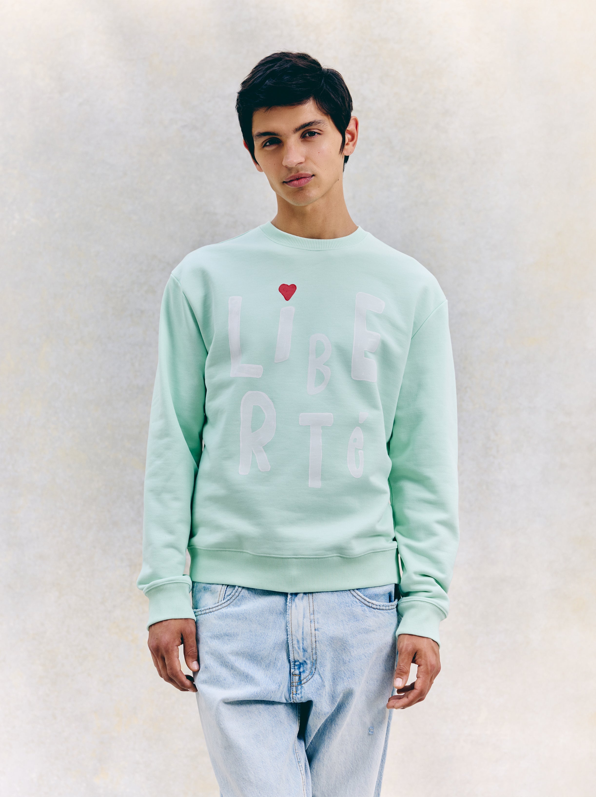 Sweat Unisexe Coup De Pinceau Vert D'Eau