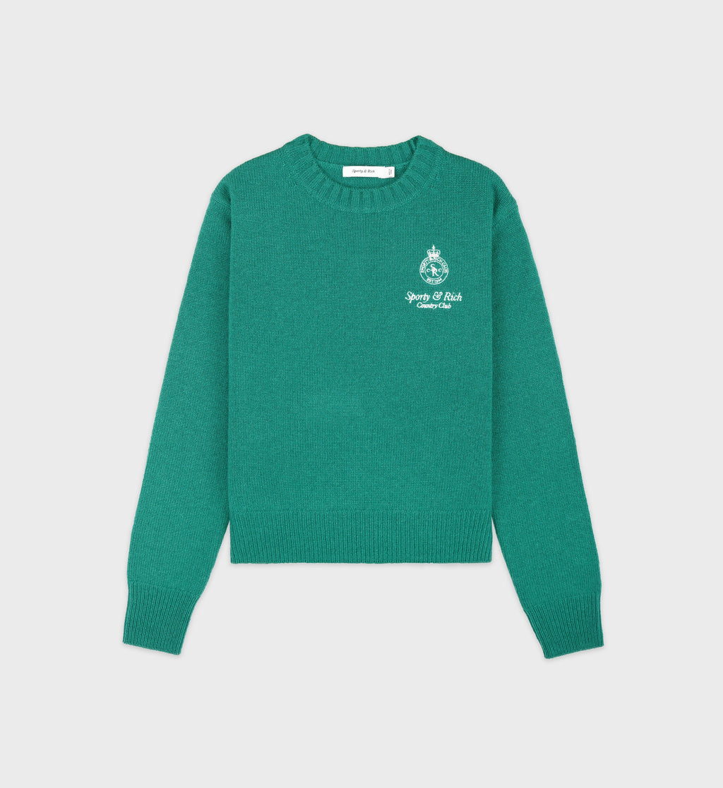 Jersey de Cuello Redondo Crown Cashmere - Verde - Mujer