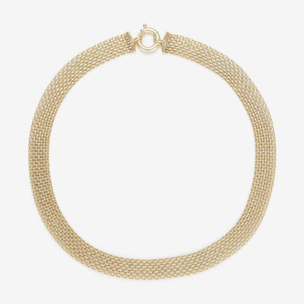 "Calera Mesh" Necklace with Buoy Clasp - 375/1000 Yellow Gold