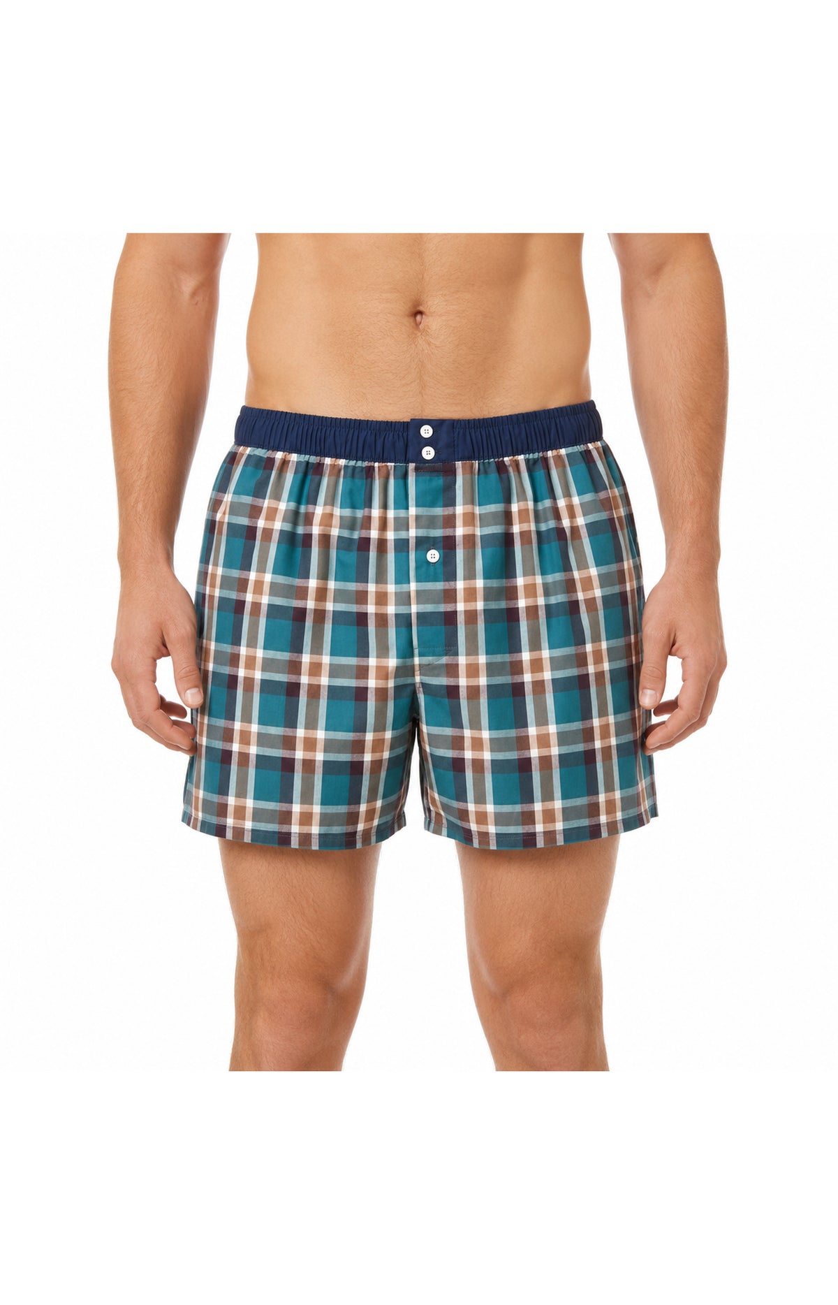 01 Boksershorts Med Suspensorium - Blå- og rødternede