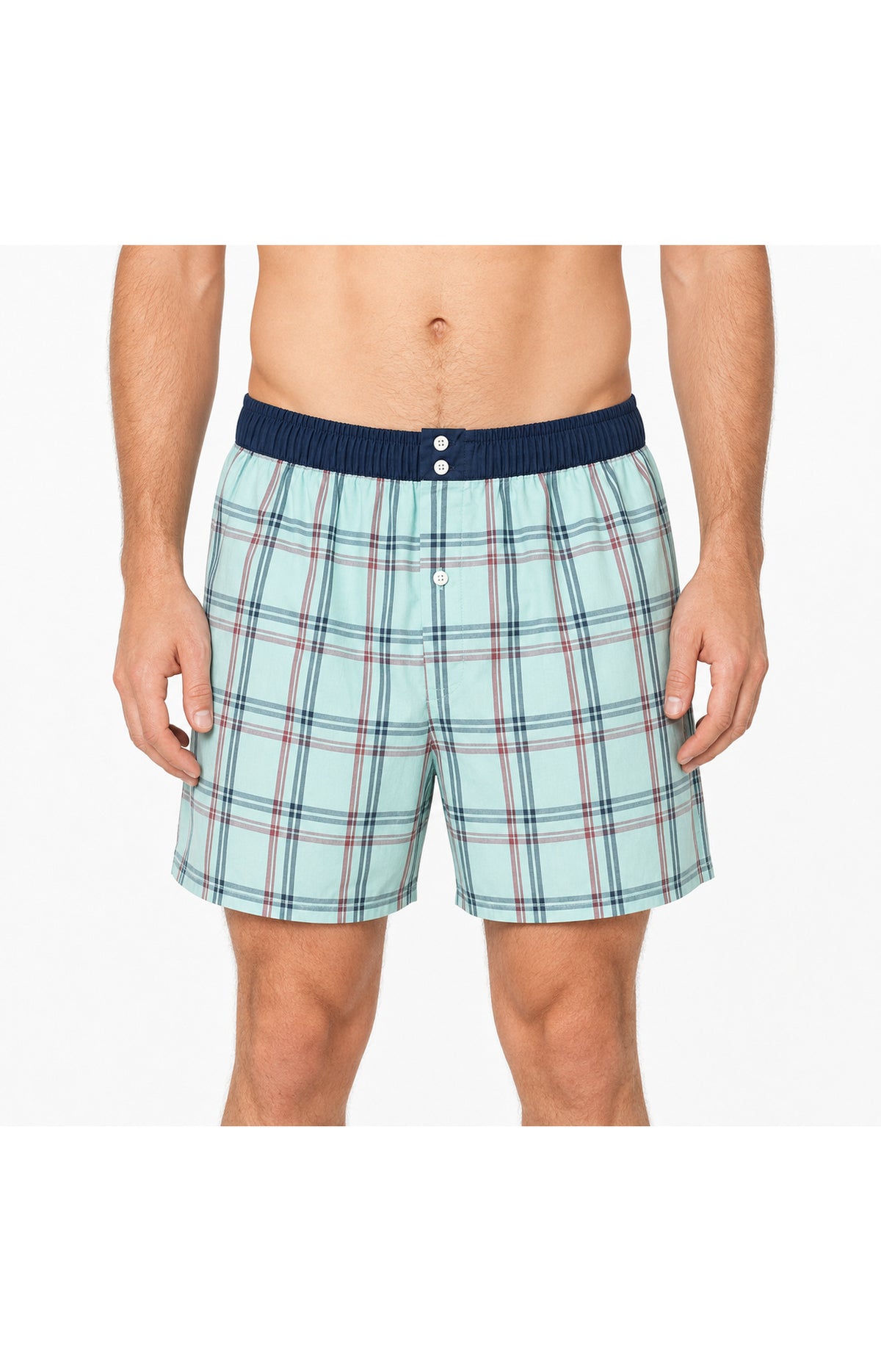01 Boxershorts mit Suspensorium - blau gestreift