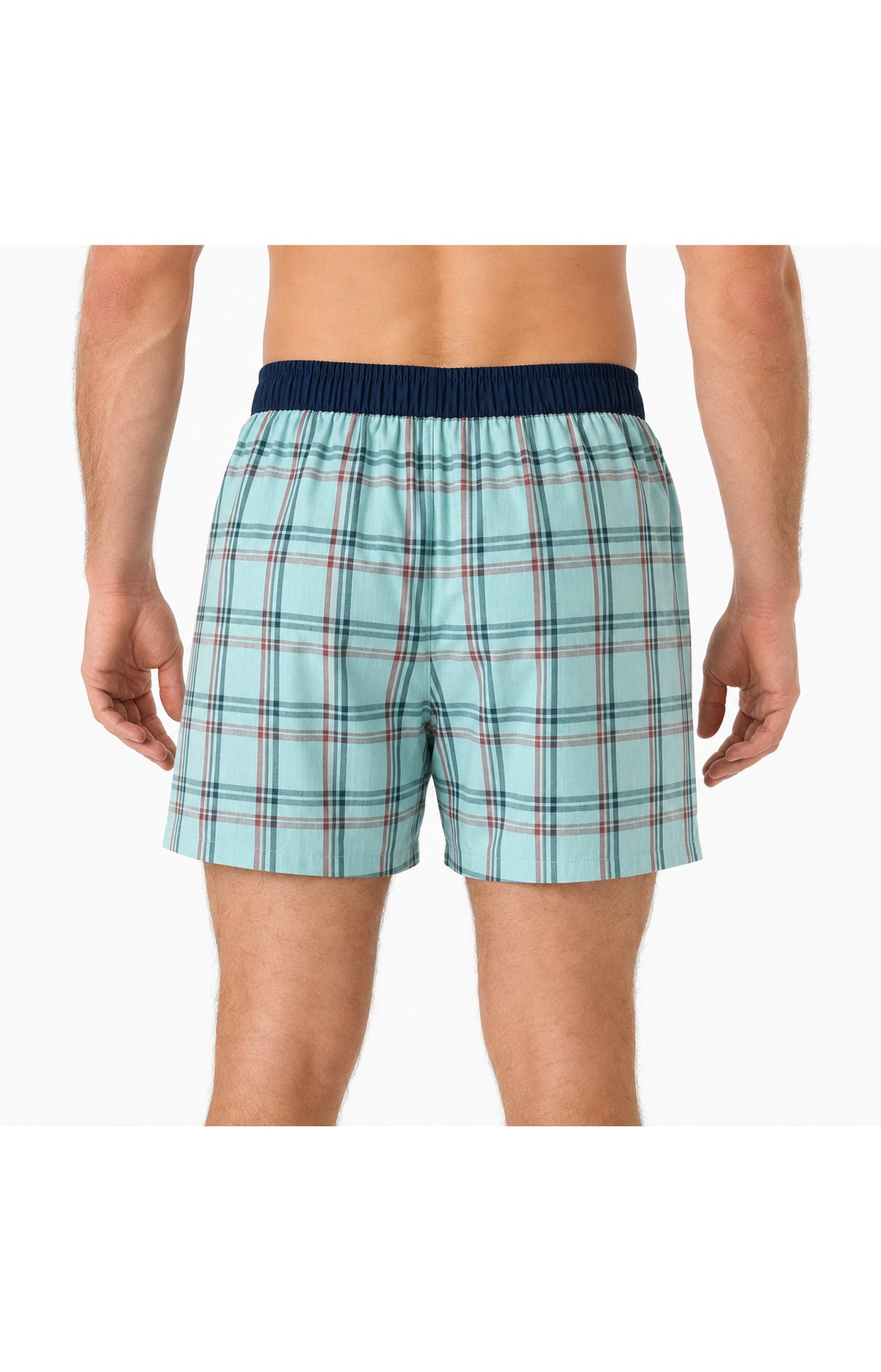 01 Boxershorts mit Suspensorium - blau gestreift