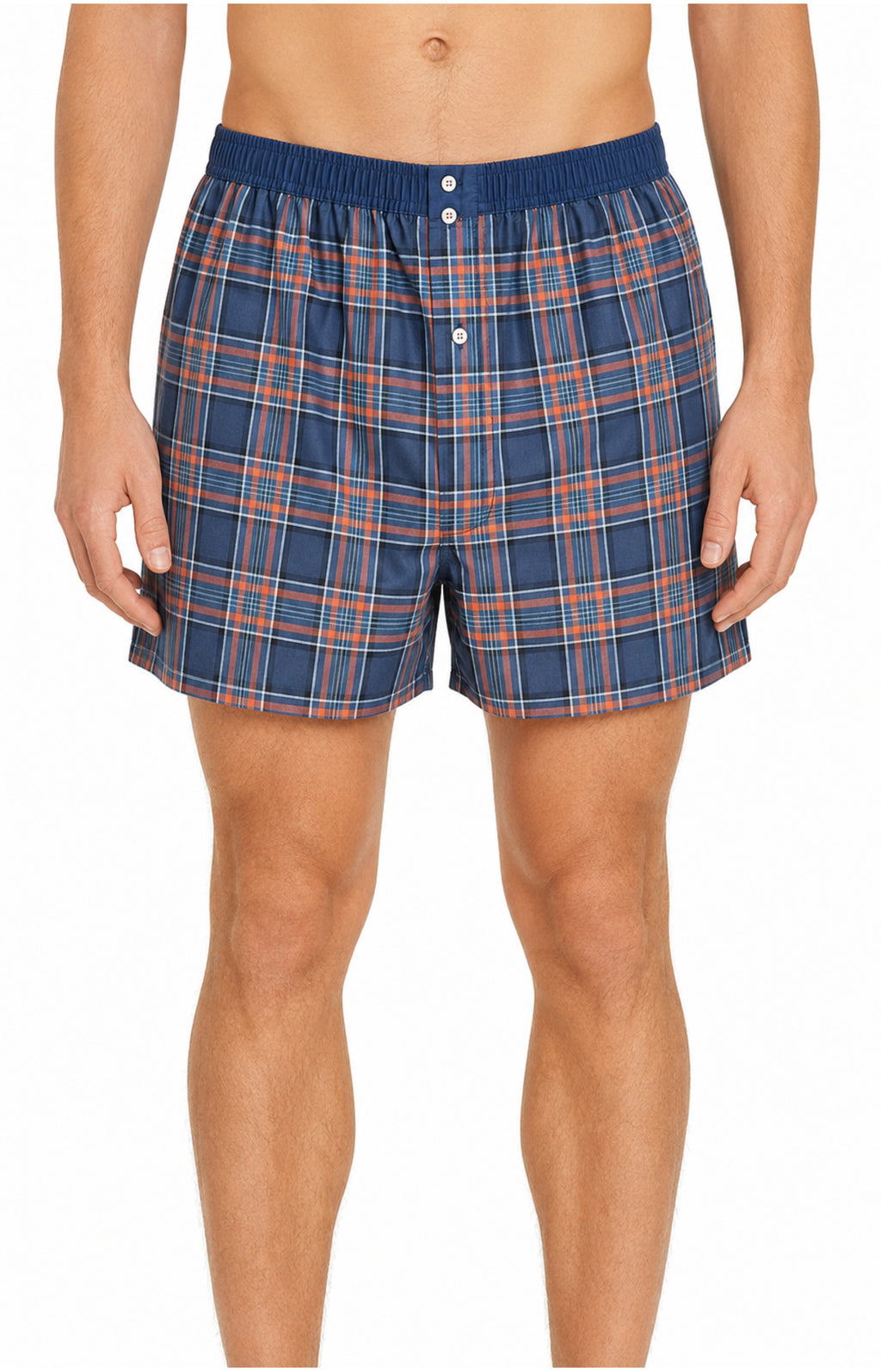 01 boxer con sospensorio - a quadri blu navy