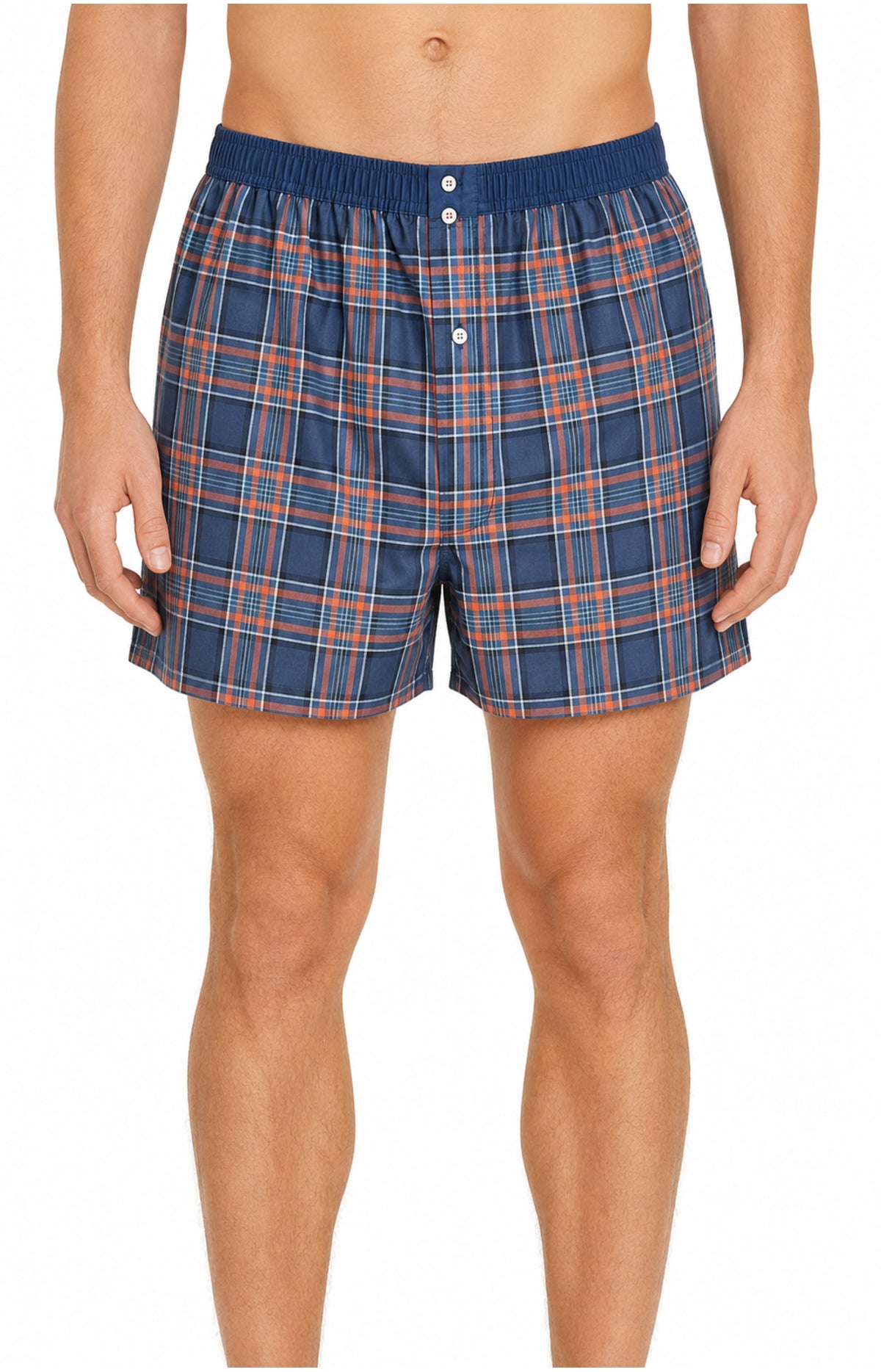 01 boxer con sospensorio - a quadri blu navy