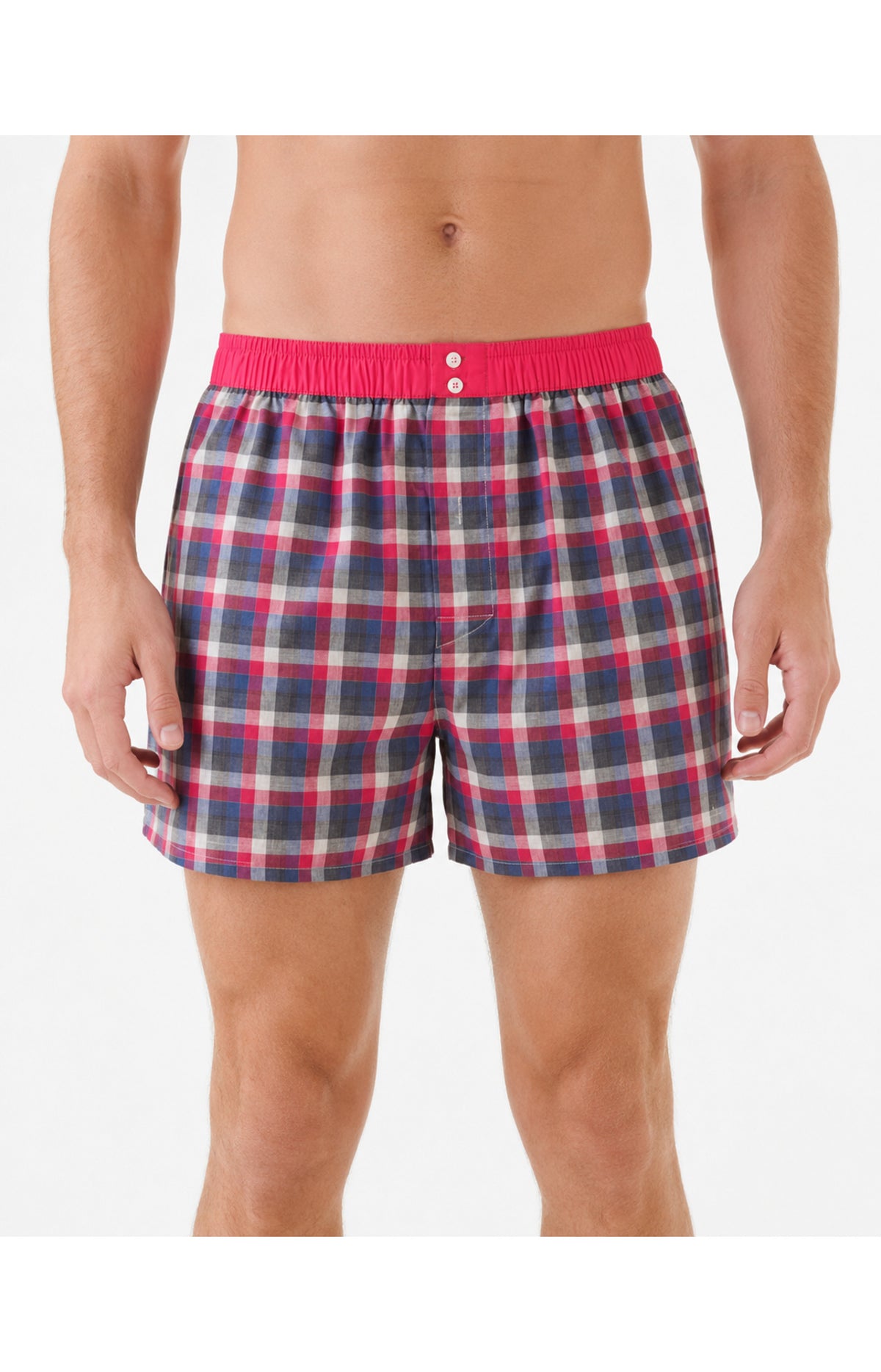 01 Boxershorts med suspensorium - røde og blå tern