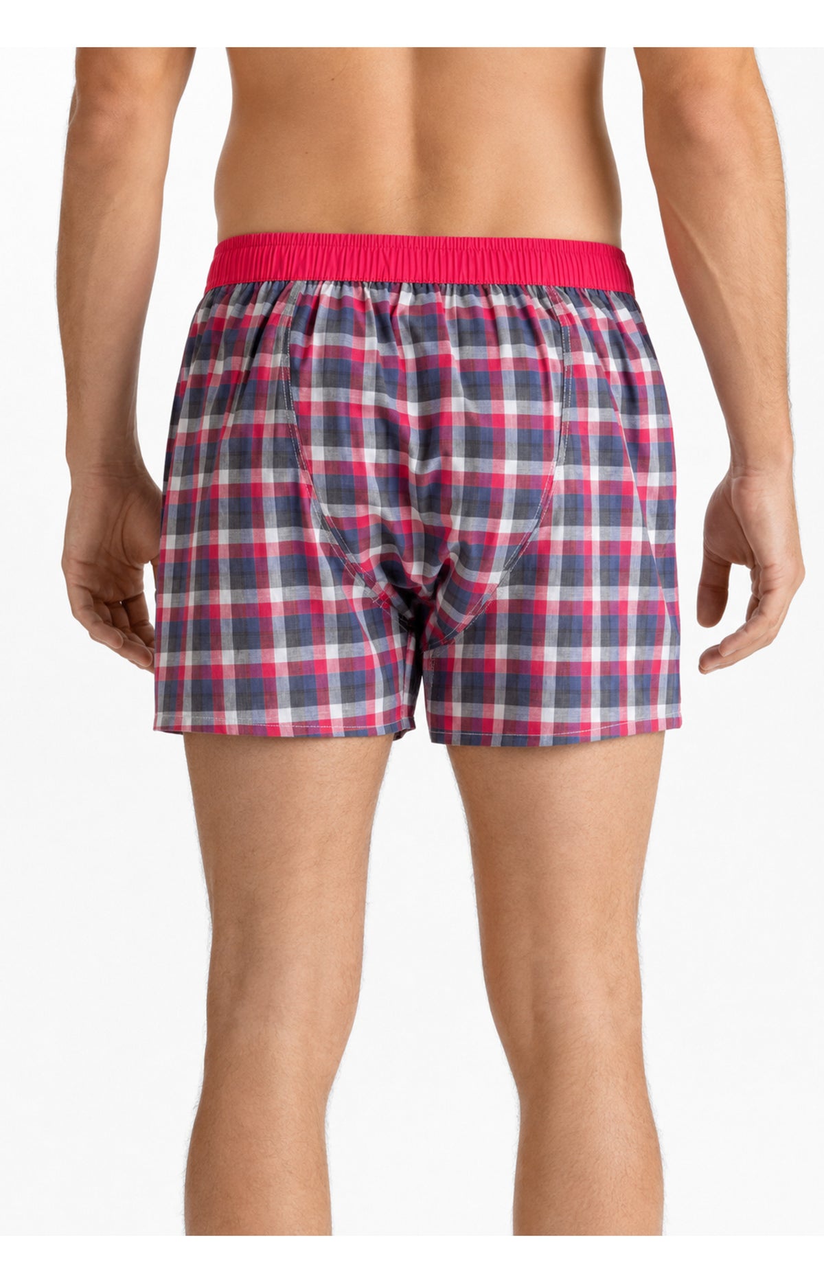 01 Boxershorts med suspensorium - røde og blå tern