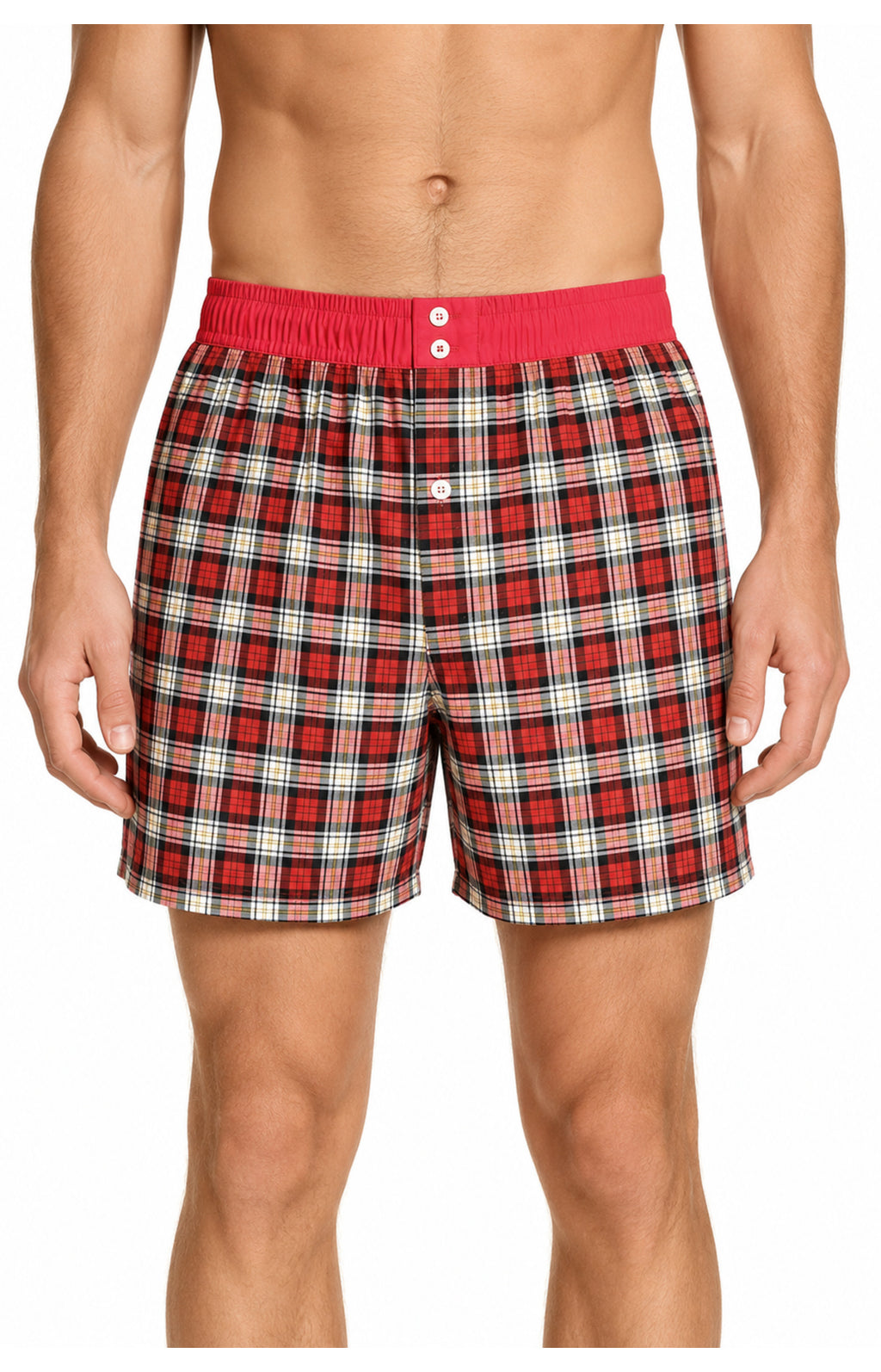01 Boreshorts Med Suspensorium - røde tern