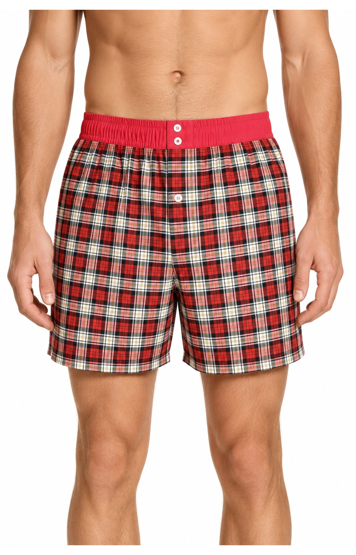 01 Boreshorts Med Suspensorium - røde tern