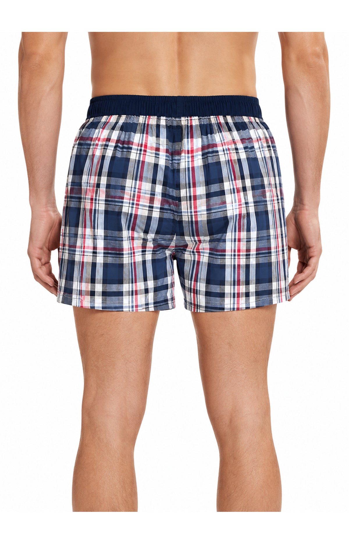 01 Boreshorts Med Suspensorium - blå tern