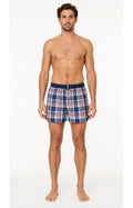 01 Boreshorts Med Suspensorium - blå tern