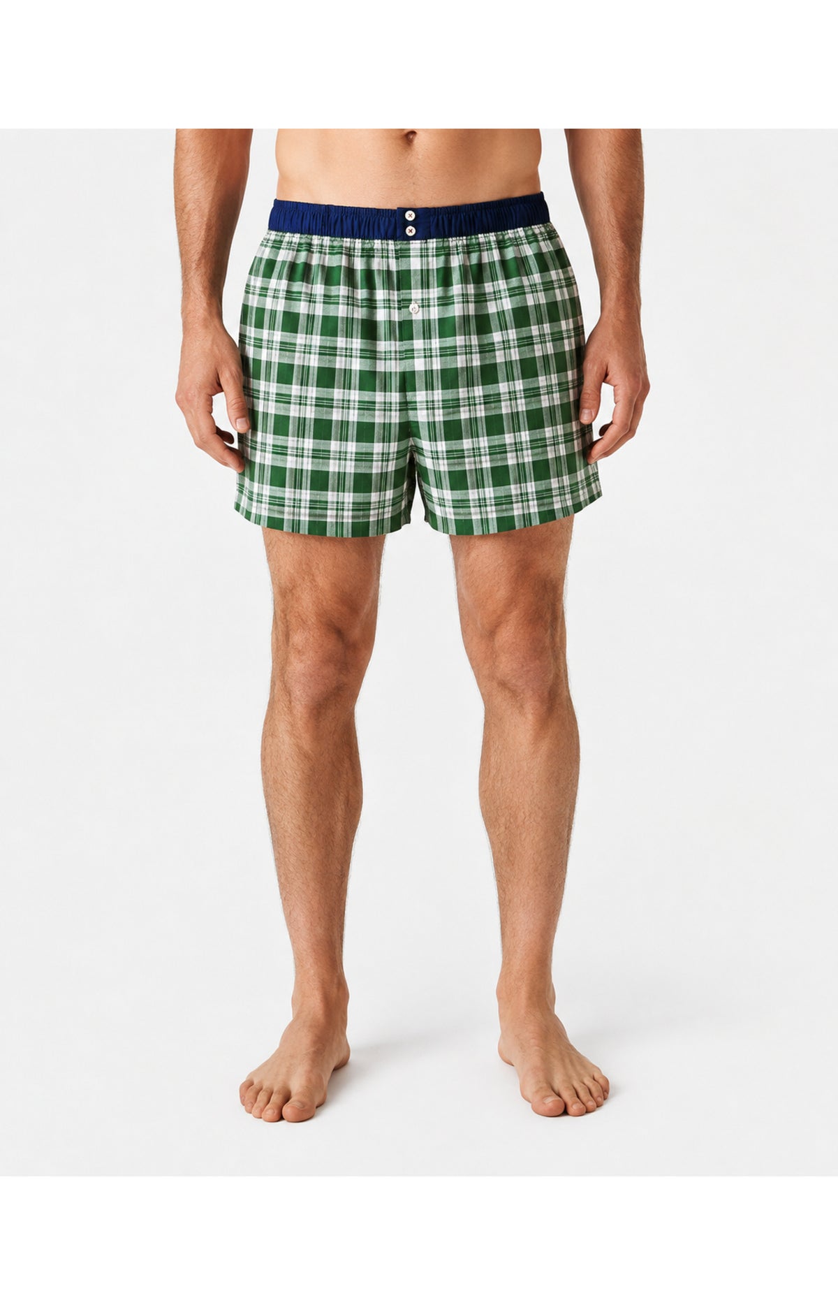 01 Boxershorts med suspensorium – gröna rutor