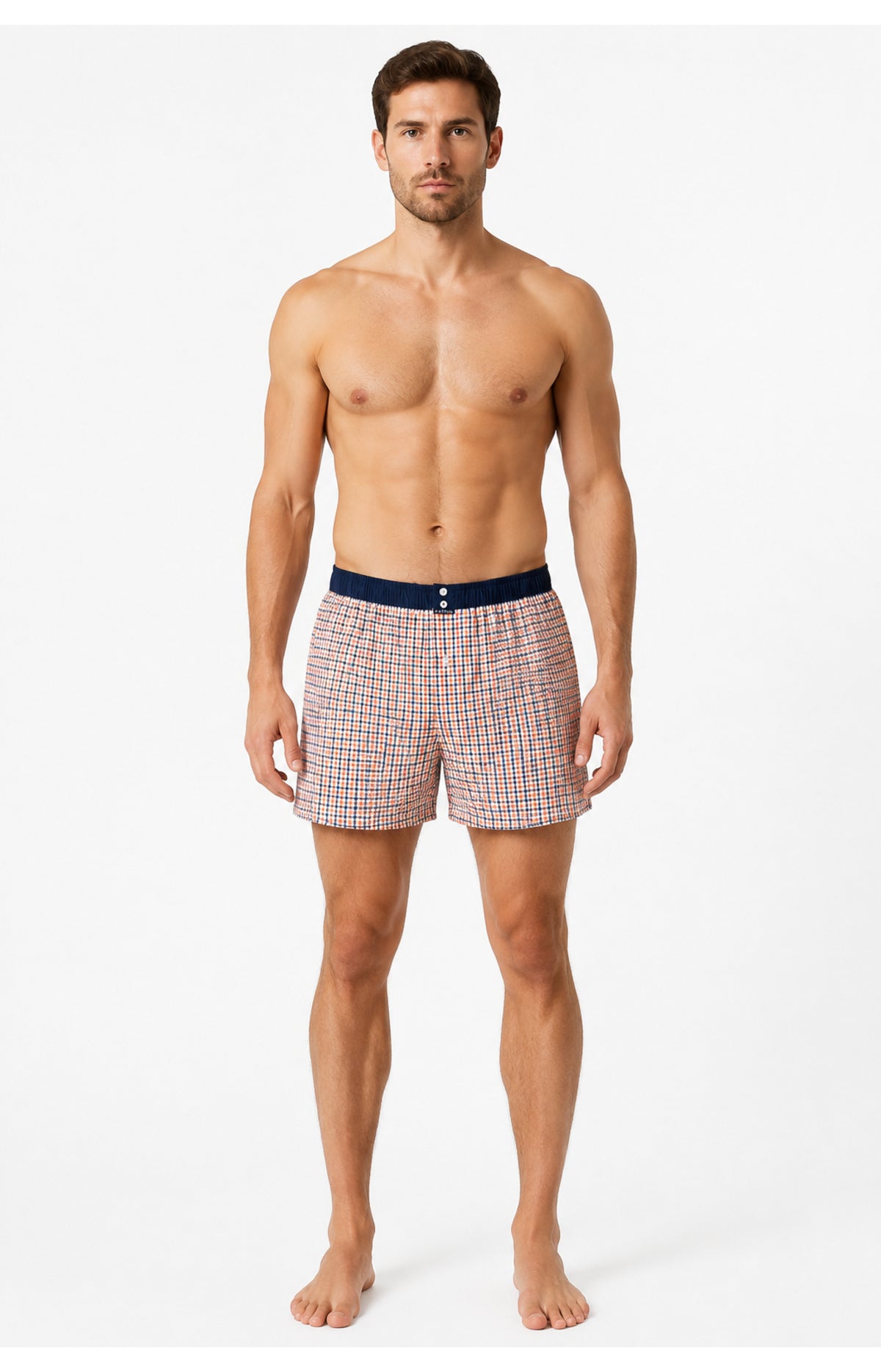 01 Boxershorts mit Suspensorium – Kariert