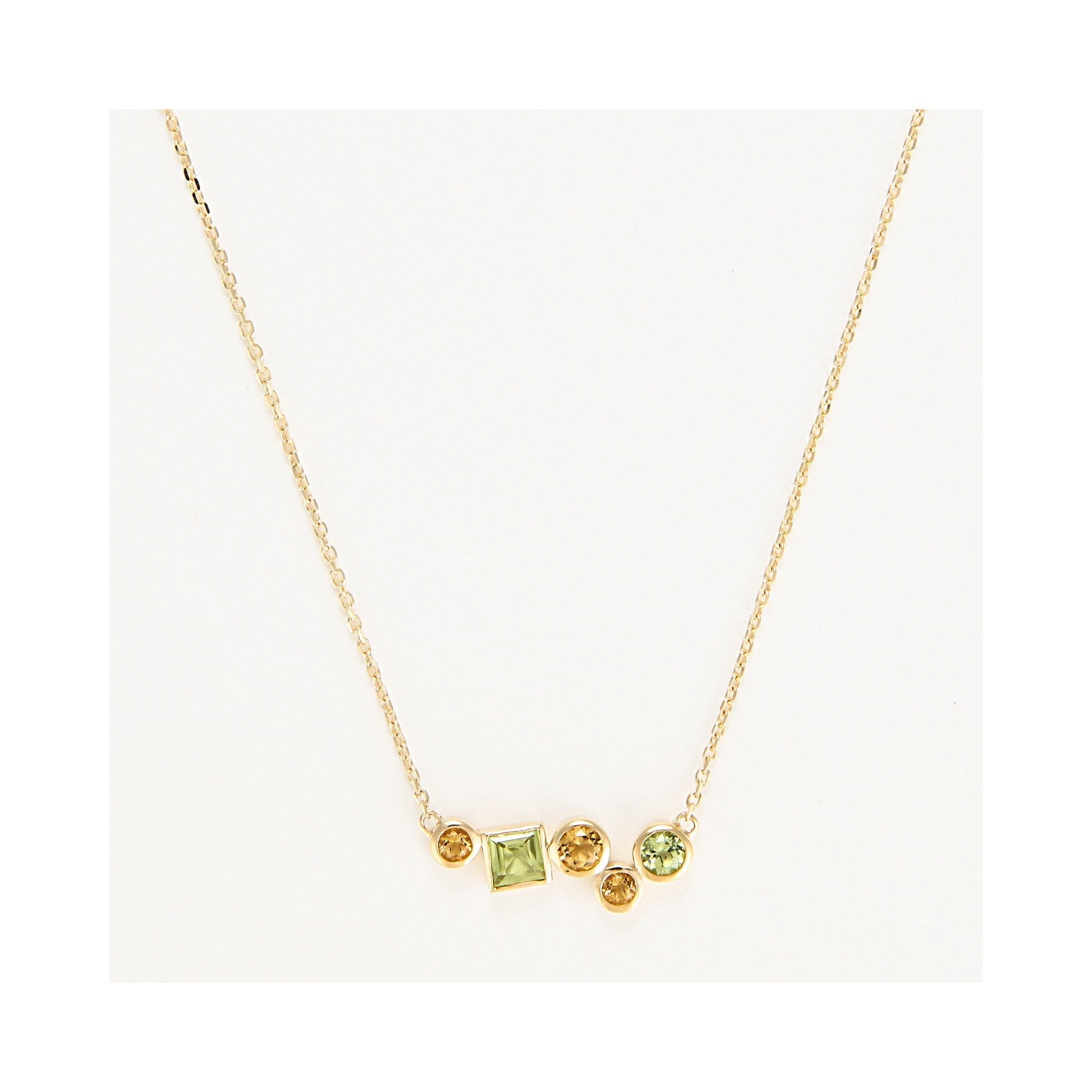 "Colorama" Citrine Peridot Necklace 0.91/5 - 375/1000 Yellow Gold