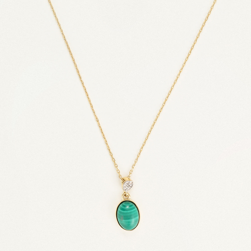 Malachite Drop Necklace - 375/1000 Yellow Gold