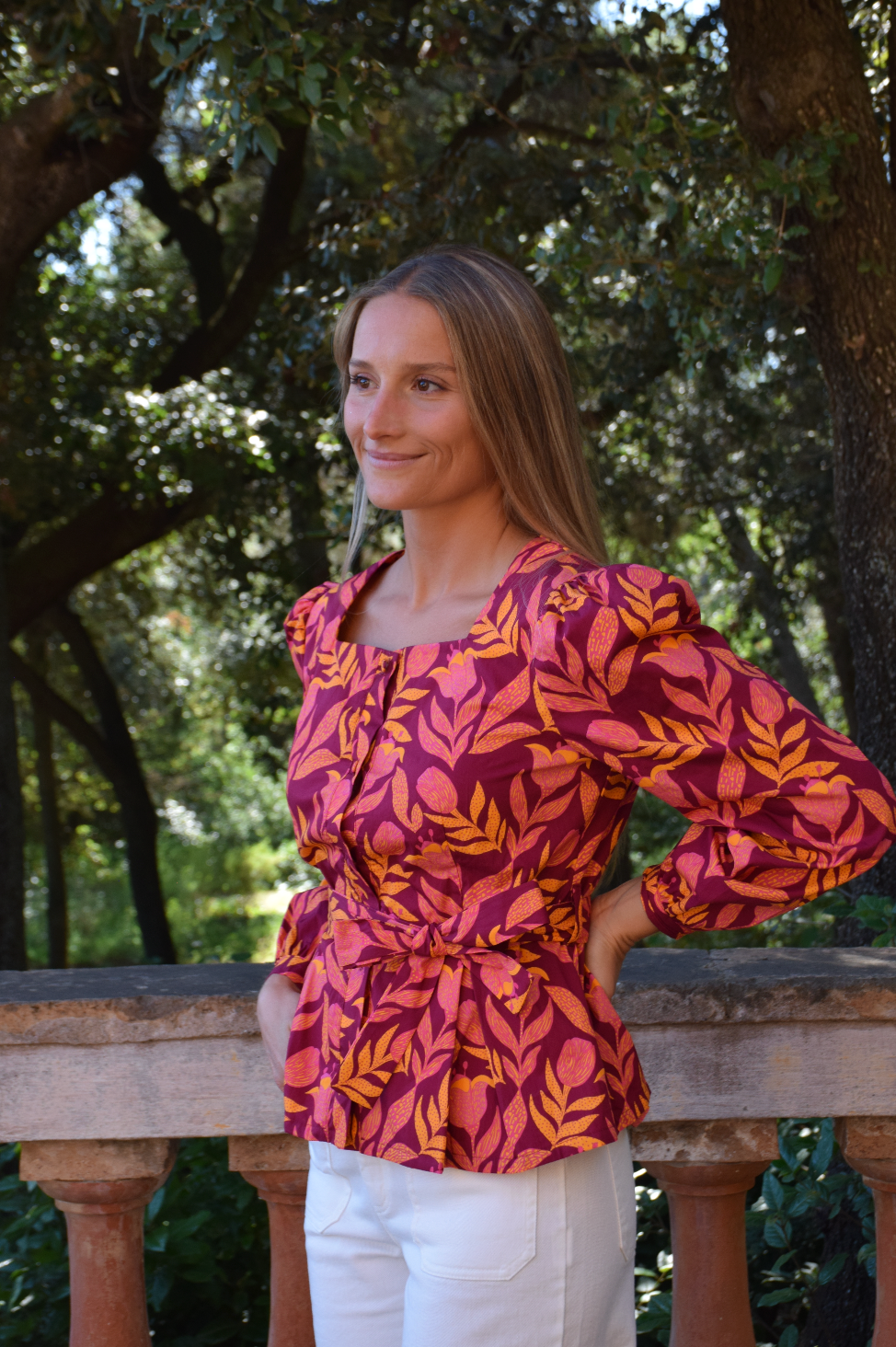 Blouse Beth Fleurs Bordeaux