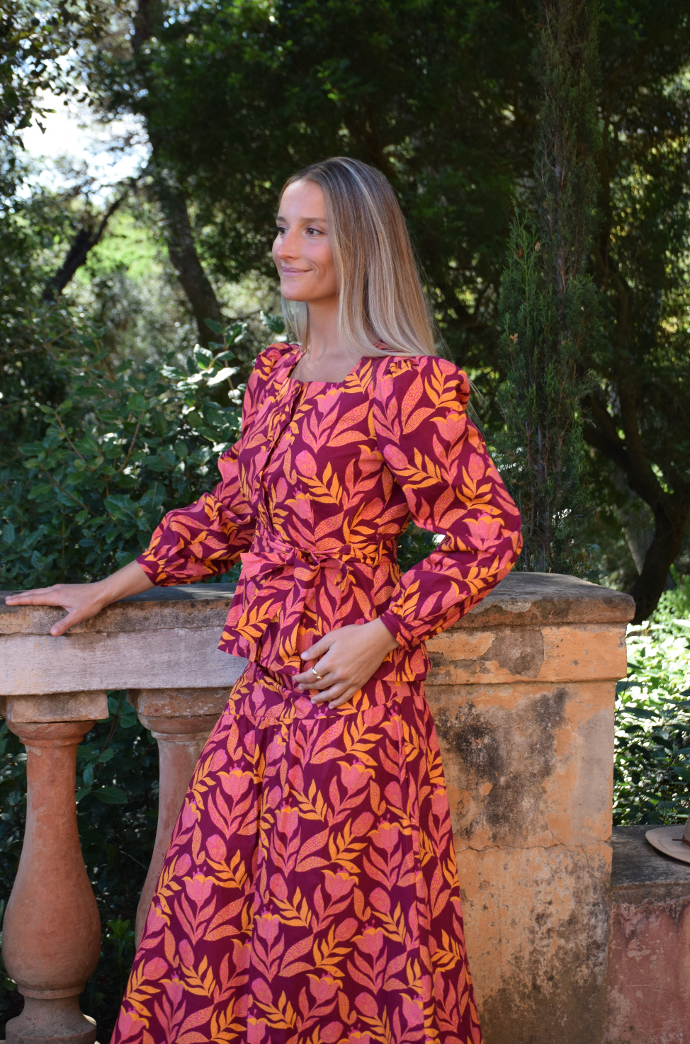 Blouse Beth Fleurs Bordeaux