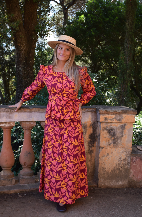 Beth Blouse Flowers Burgundy