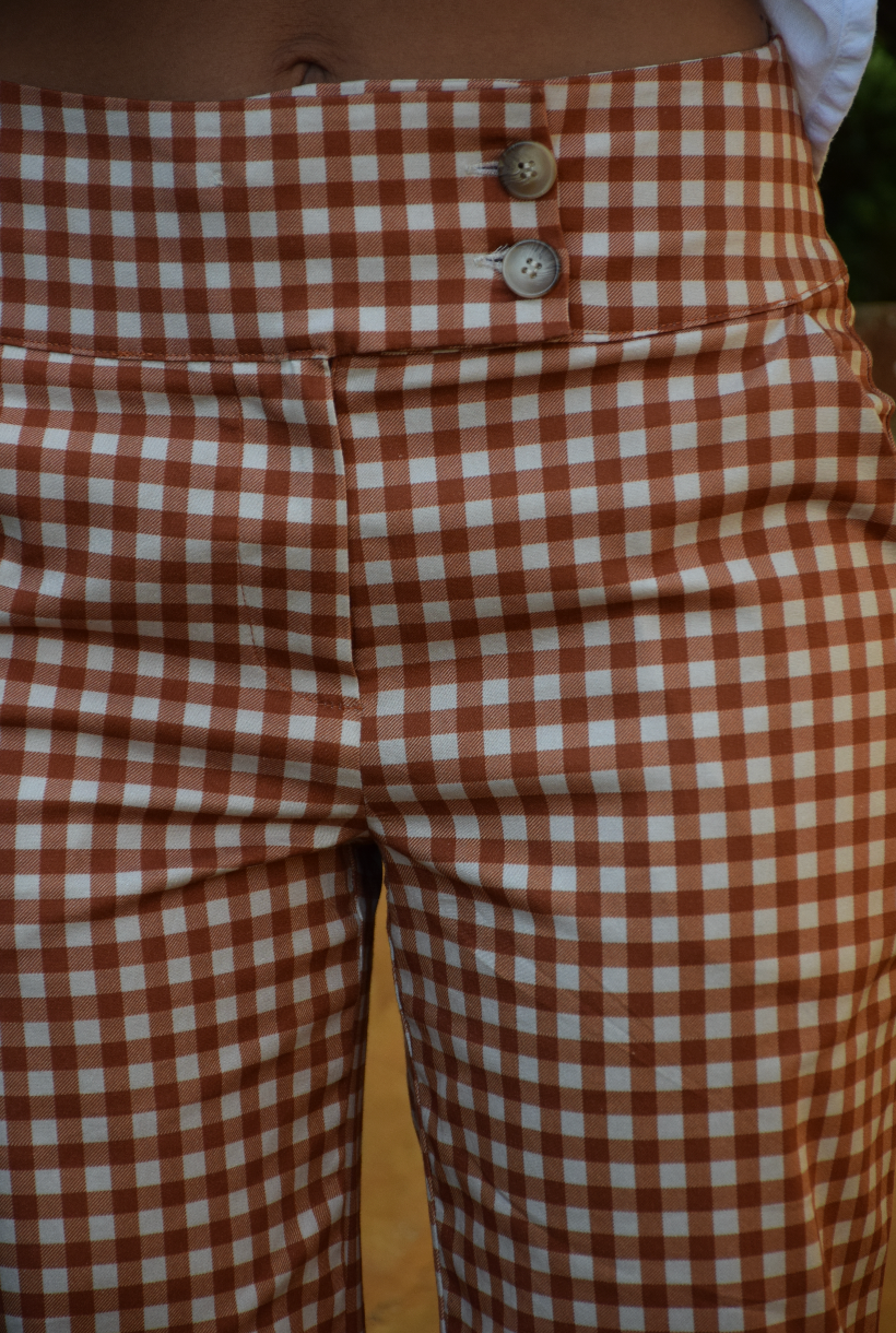 Ares Vichy Terracotta Trousers