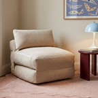 Nyx - Fauteuil Convertible Compressé En Mousse 1 Place - Velours Côtelé - Beige