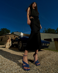Poppy Deep Blue Grained Leather Shoes