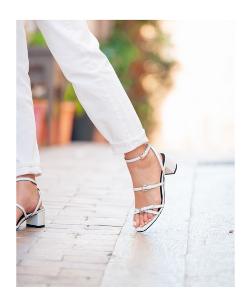 Maggie Heeled Sandals - White