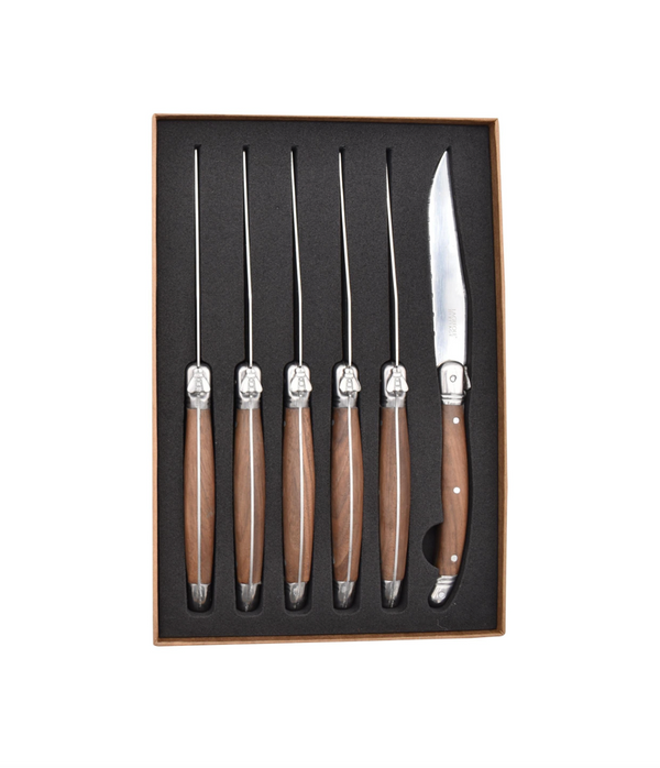 Box Of 6 Knives - Walnut Wood - LG Héritage