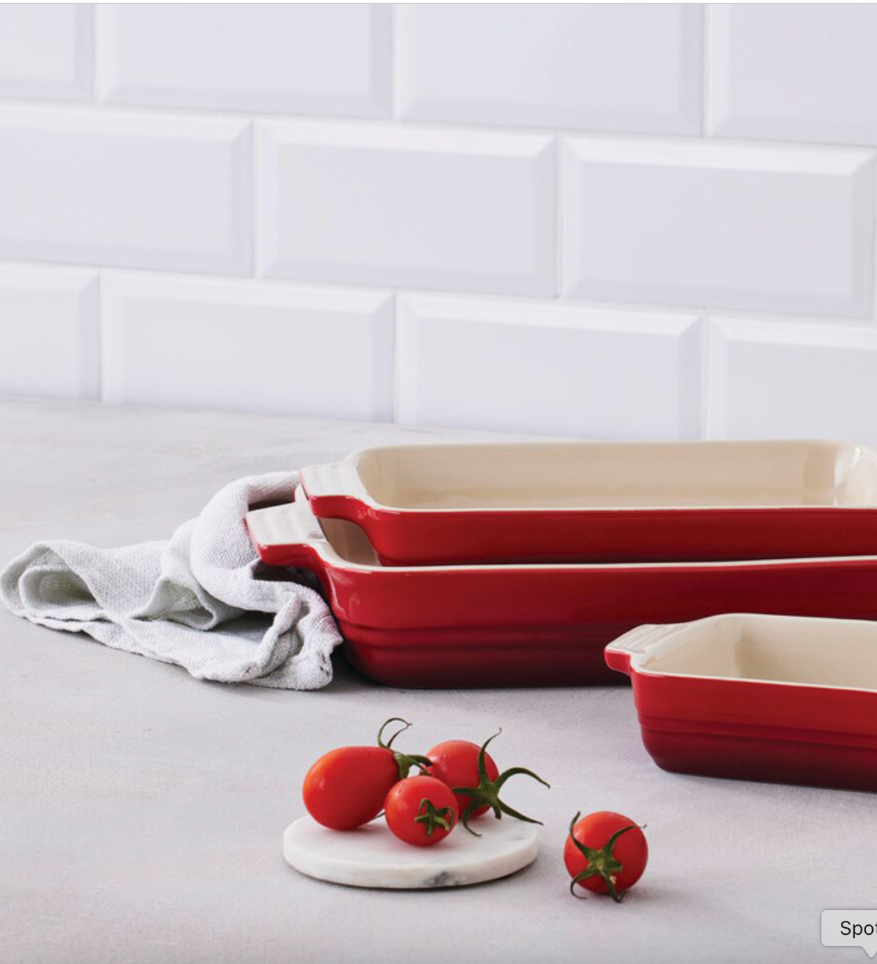 Set of 2 Classic Rectangular Dishes - Ceramic - 25/32cm - Cherry