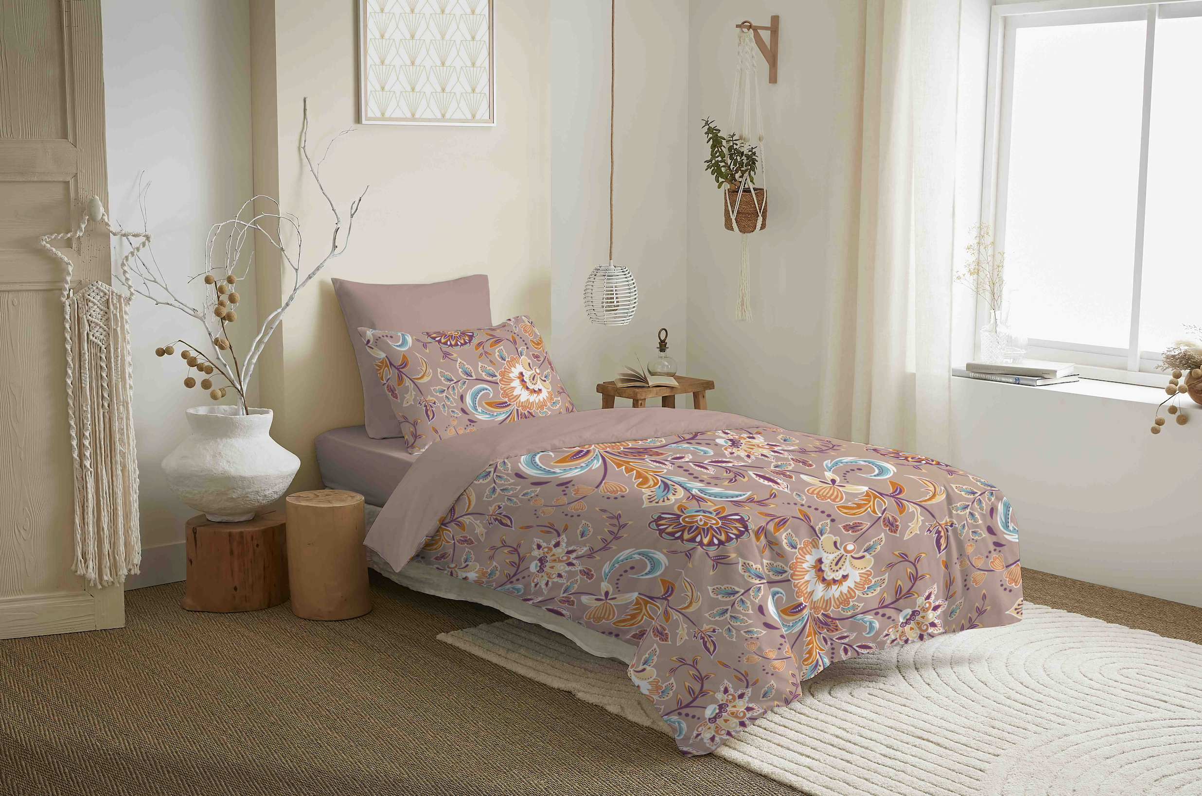 Pack Housse De Couette - 100% Coton - Bergame Nude
