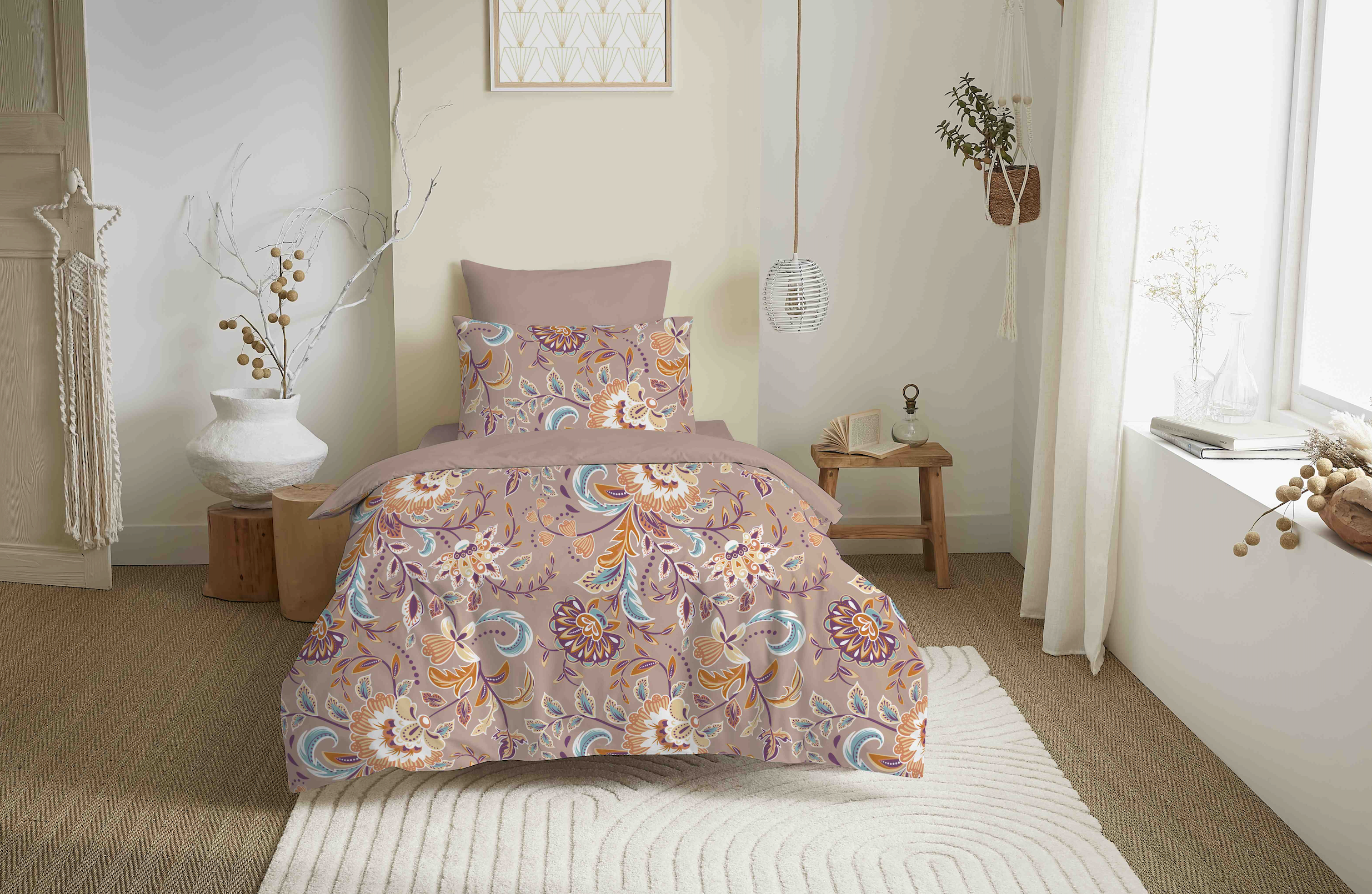 Pack Housse De Couette - 100% Coton - Bergame Nude
