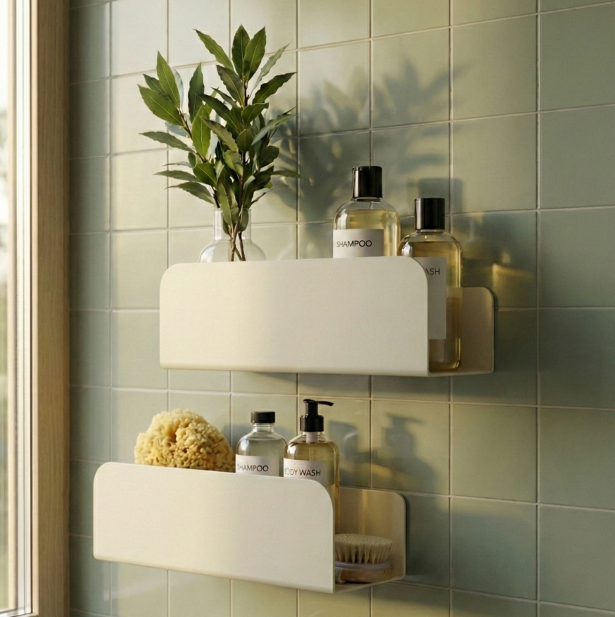 Les Ressourçants - Pack of 2 Wall Shelves - Steel - Fine Texture Cream