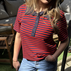 Polo Tom Azul Marino Y Rojo