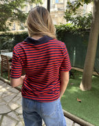 Polo Tom Azul Marino Y Rojo