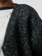Cardigan Bambi In Dark Wool, Grandfather Style