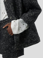 Cardigan Bambi In Dark Wool, Grandfather Style