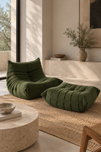 Komplet Togo – fotel + puf – sztruks – khaki