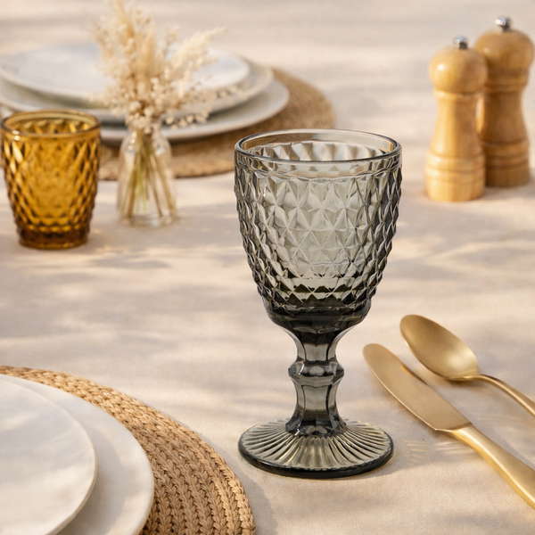 Strass Fumé - Lot De 6 Verres À Pieds 20 Cl - Verre Pressé - Gris