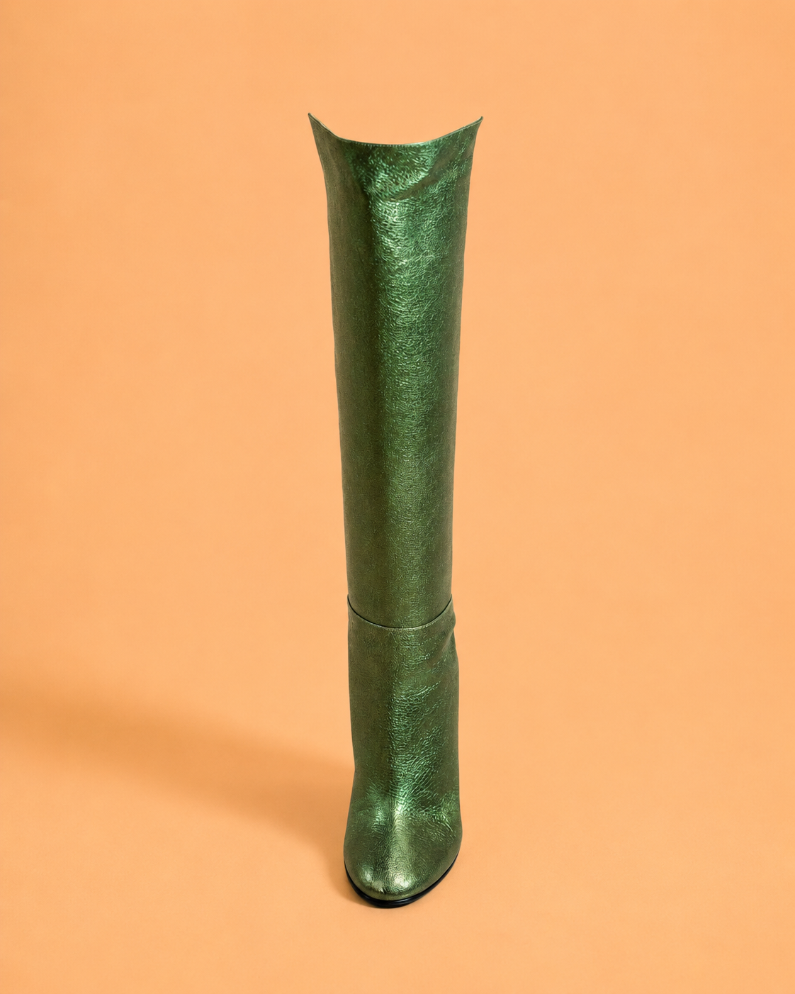 Bota alta Valda de piel de cordero laminada verde