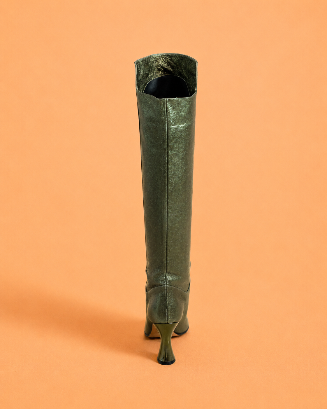Bota alta Valda de piel de cordero laminada verde