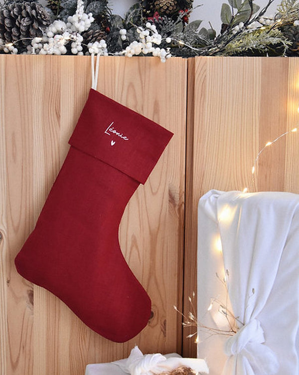 Chaussette Noel Lin Rouge Foncé