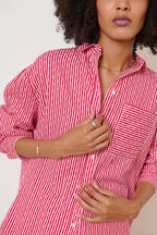 Chemise originale marque Paris Garance Paris haut à rayures rouges avec poche poitrine coupe fluide collection été printemps