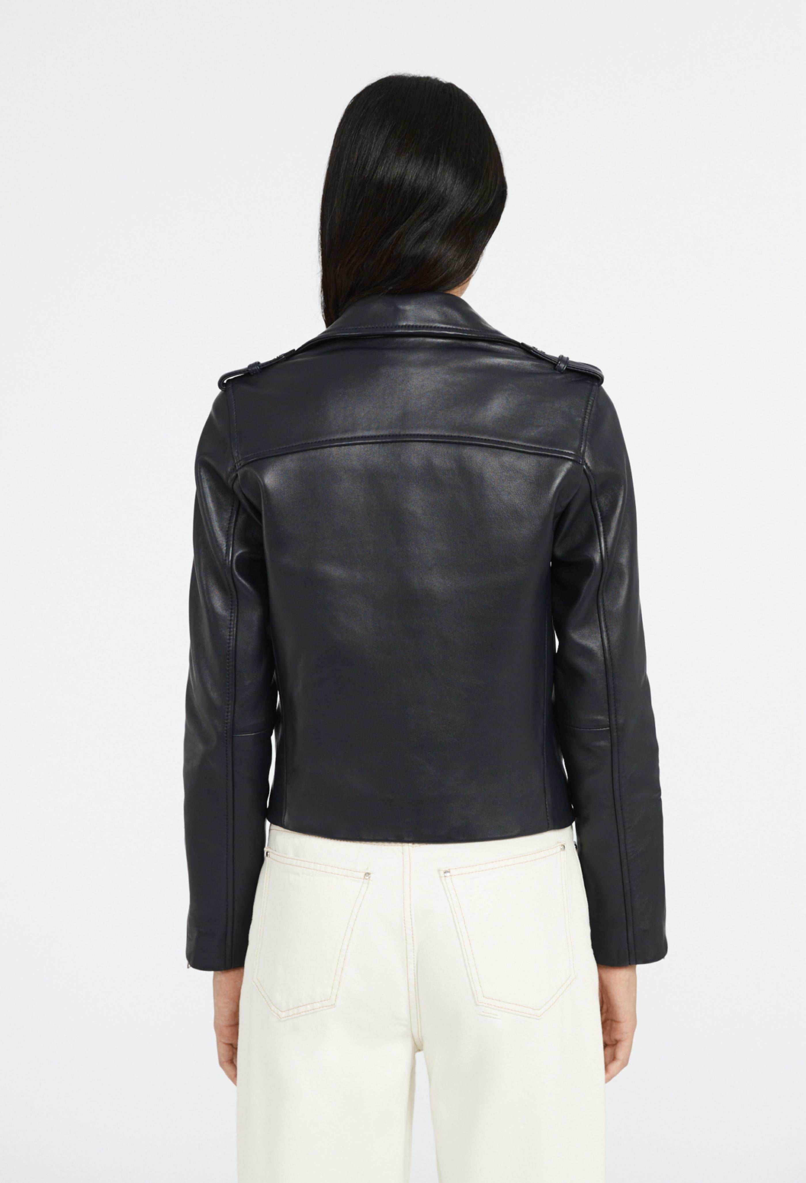 Claudie Pierlot - Cazadora de Cuero - Cuzia - Marino