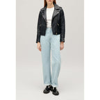 Claudie Pierlot - Chaqueta de cuero liso azul marino
