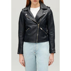 Claudie Pierlot - Chaqueta de cuero liso azul marino